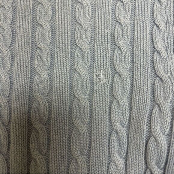Lauren Ralph Lauren 100% Cashmere Light Blue Cable Knit Turtleneck Sweater S - Picture 6 of 13